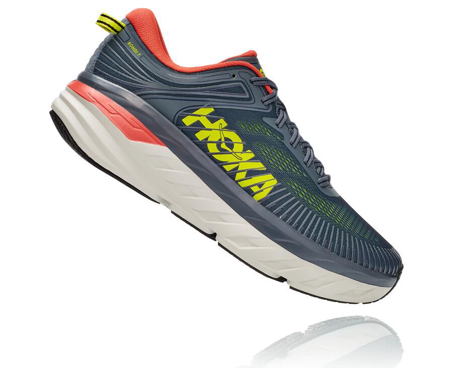 Running Shoes Mens - Hoka One One Bondi 7 - Navy - ORXKYME-87